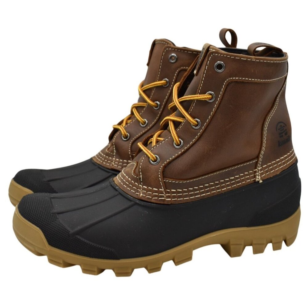 Kamik‎ Mens Size 13 Yukon 5 Dark Brown Leather Faux Fur Lined Waterproof Boots